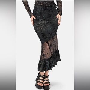 Maeira Tiered Grey Flocked Midaxi Skirt